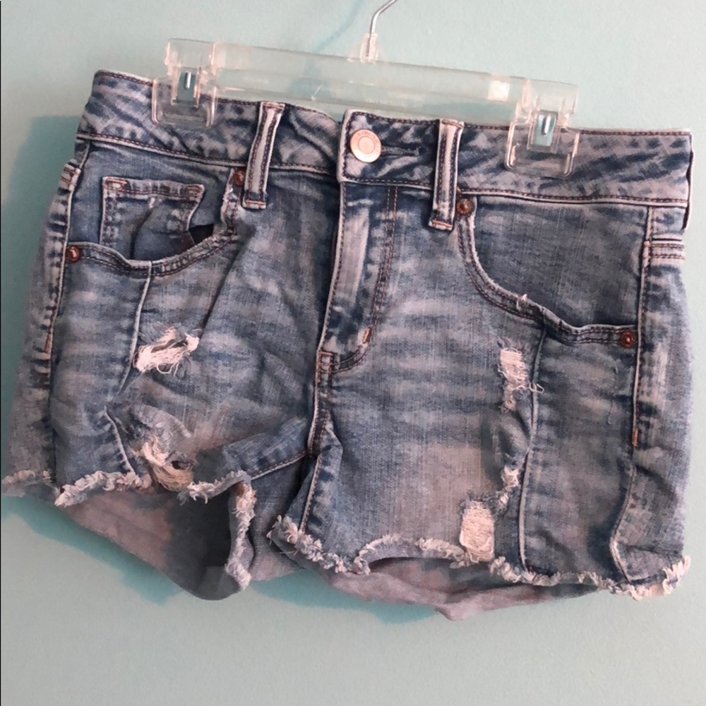 Light Wash Distressed Jean Shorts